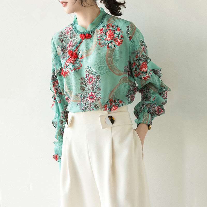 Silk print top