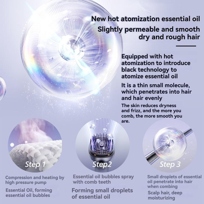 Electric Massage Brush - 1 Pc, 3 X 1.2ml Hair Oil Bottles, Multi-function Scalp Massage Comb, Can Hold Hair Oils