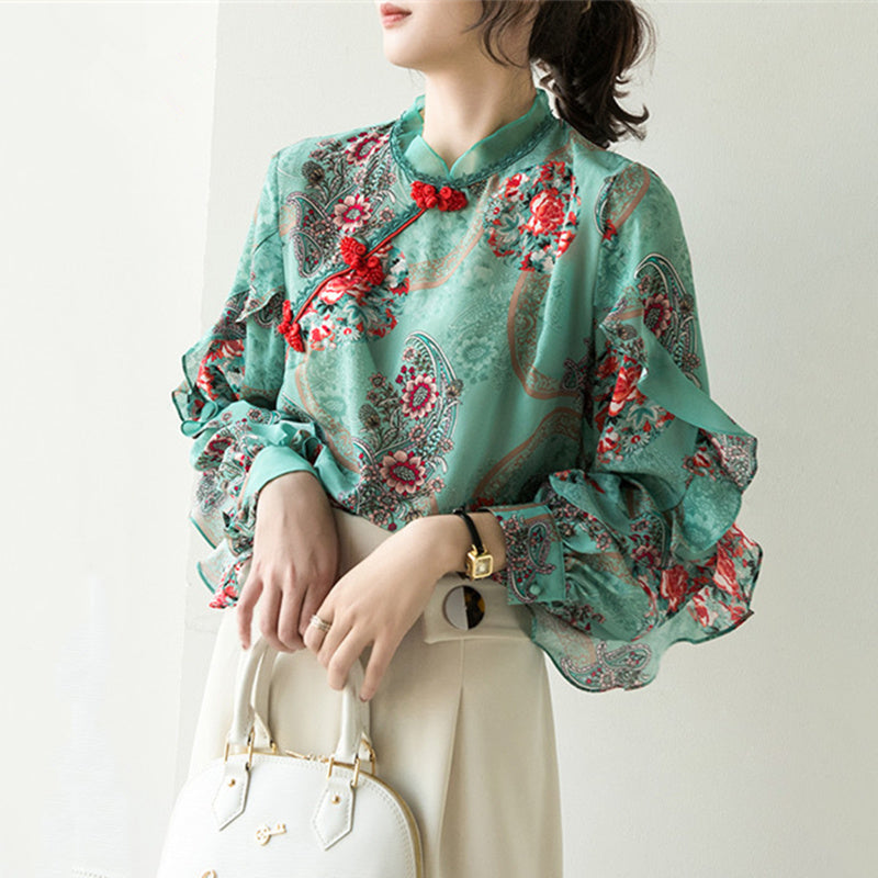 Silk print top