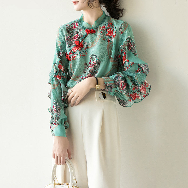 Silk print top